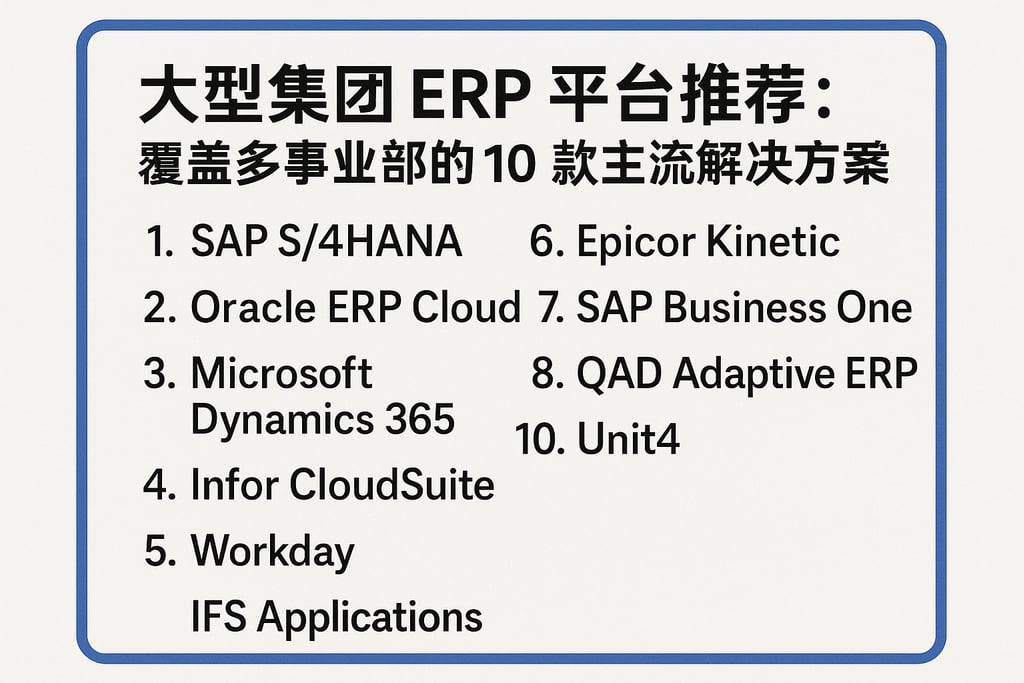 大型集团 ERP 平台推荐：覆盖多事业部的 10 款主流解决方案
